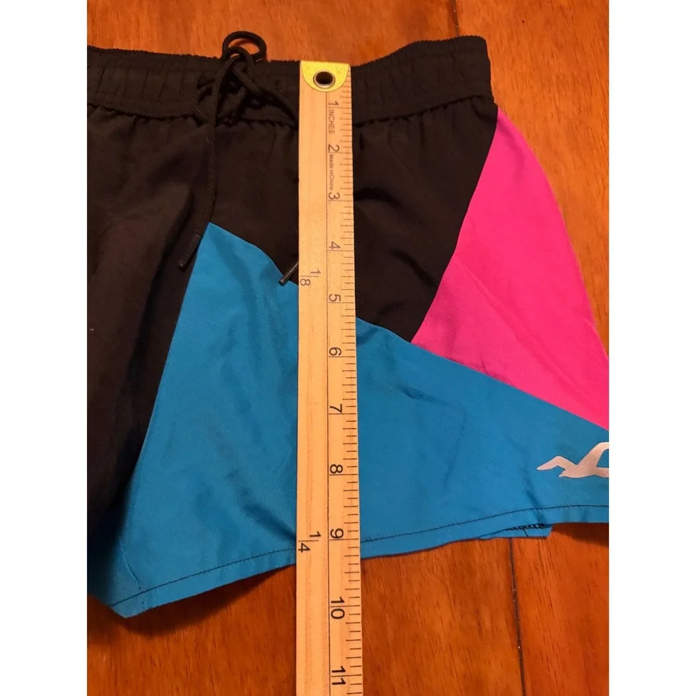 Hollister Womens Colorblock Athletic Shorts Black Pink Blue‎ Size S Running Gym